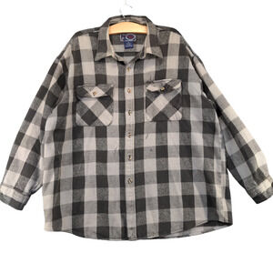 Williams Bay Women's Button Front Shirt Gray 3X Plaid Flannel Long Sleeve